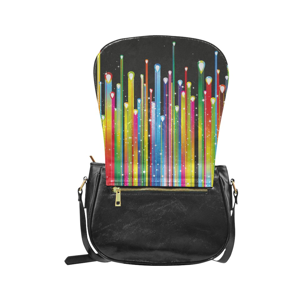 Colorful Stripes and Drops Classic Saddle Bag/Small (Model 1648)