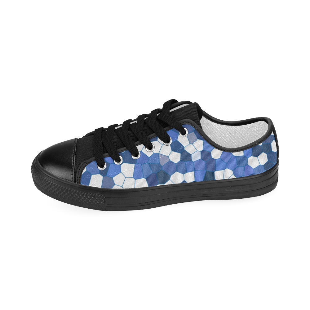 Blue White Mosaic Women's Classic Canvas Shoes (Model 018)