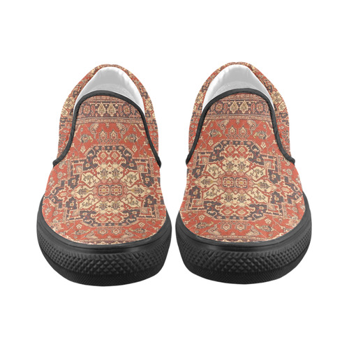 Vintage Floral Persian Rug Animals Women's Unusual Slip-on Canvas Shoes (Model 019)