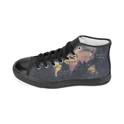world map OCEANS and continents Men’s Classic High Top Canvas Shoes (Model 017)