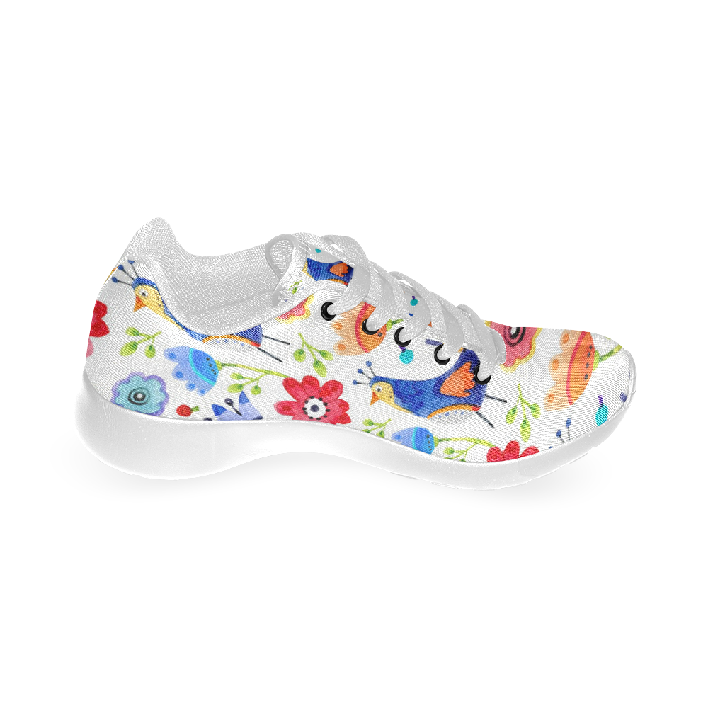 Cute Birds And Flowers Floral Women’s Running Shoes (Model 020)