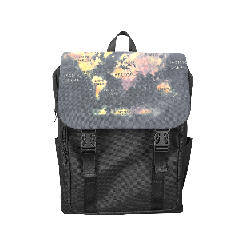 world map OCEANS and continents Casual Shoulders Backpack (Model 1623 ...