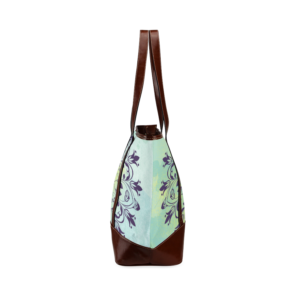 Flourish purple and blue watercolor mandala Tote Handbag (Model 1642)