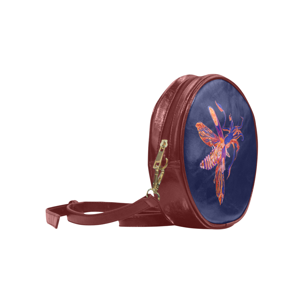 squid soldierbeetle round messenger bag Round Sling Bag (Model 1647)