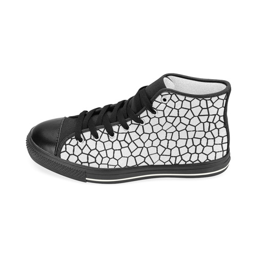 Black and White Mosaic Women's Classic High Top Canvas Shoes (Model 017)