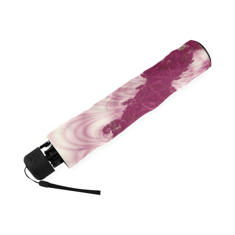 Maroon and White Lace Fractal Abstract Foldable Umbrella (Model U01)