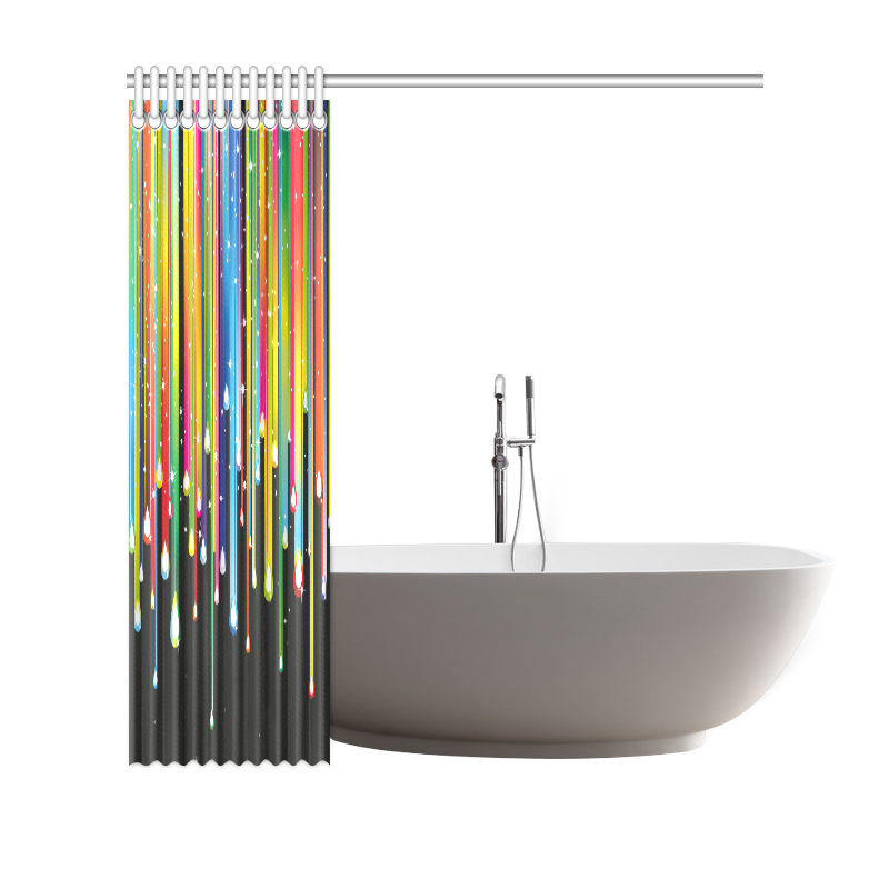 Colorful Stripes and Drops Shower Curtain 69"x70"