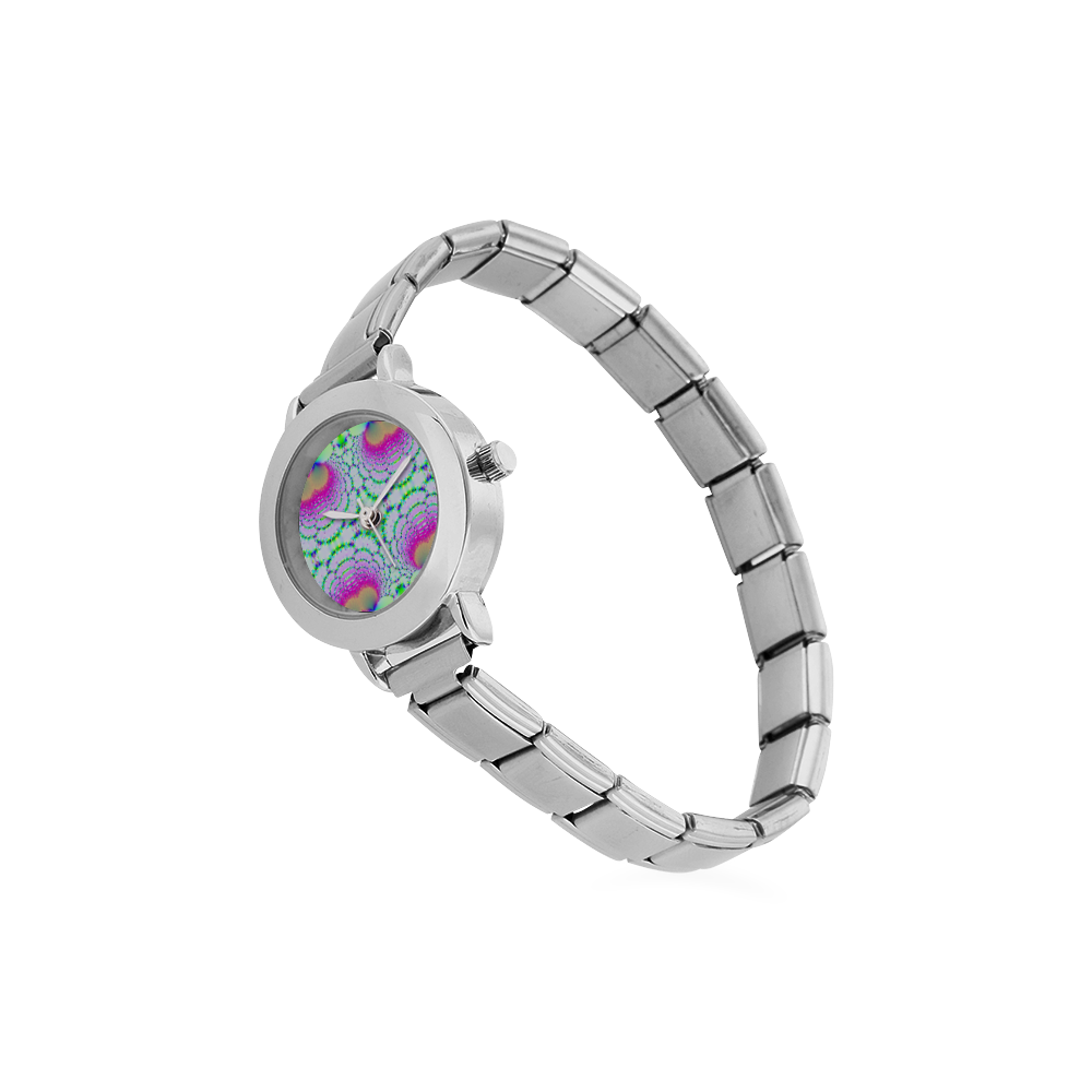 Gypsy Boho Tie-Dyed Lace Fractal Abstract Women's Italian Charm Watch(Model 107)