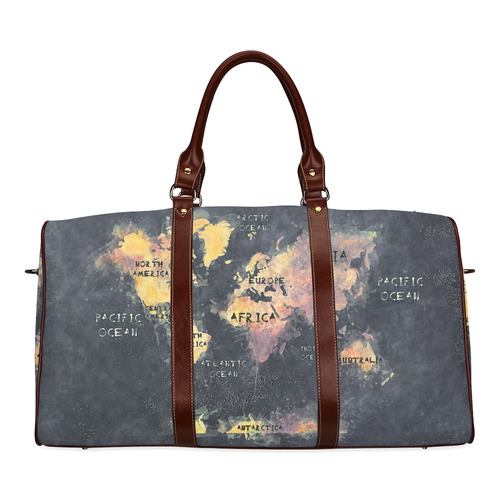 world map OCEANS and continents Waterproof Travel Bag/Small (Model 1639)