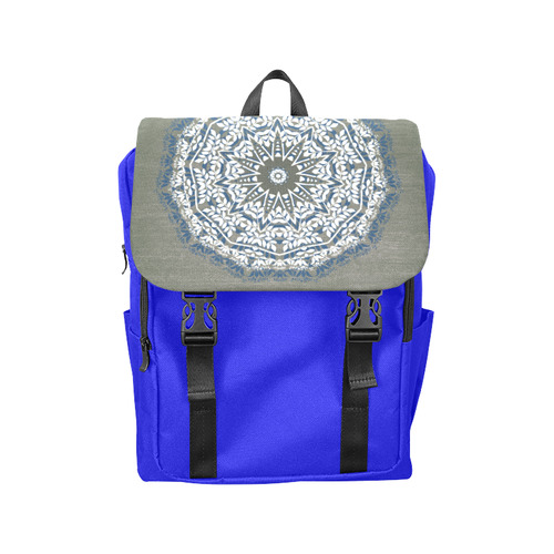 Blue, grey and white mandala Casual Shoulders Backpack (Model 1623)