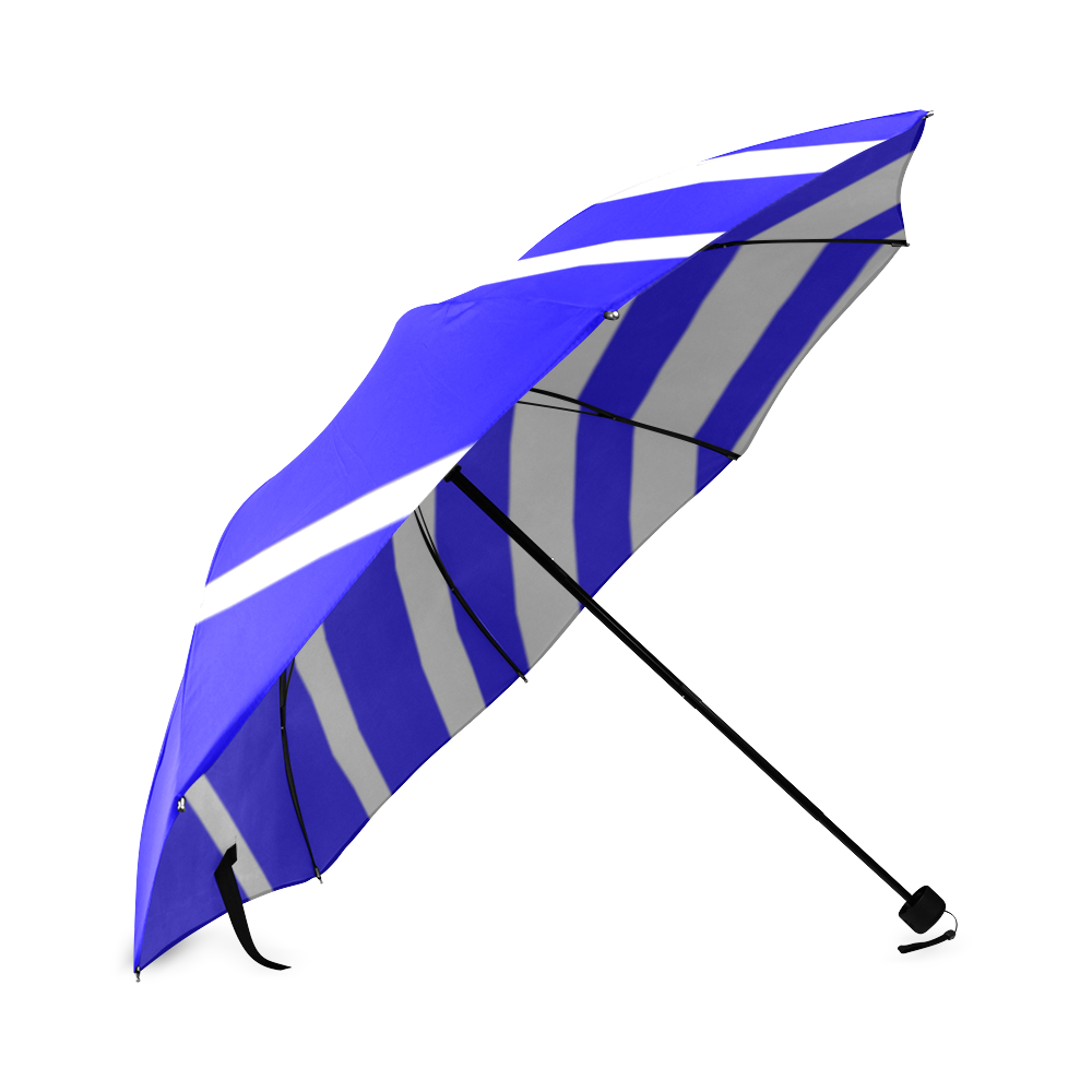 Blue and White Stripes Foldable Umbrella (Model U01)