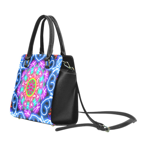 Blue Heart Mandala Classic Shoulder Handbag (Model 1653)