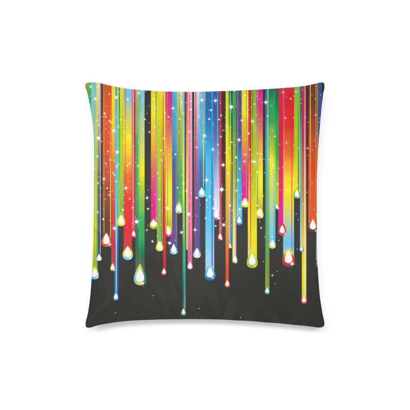 Colorful Stripes and Drops Custom Zippered Pillow Case 18"x18"(Twin Sides)