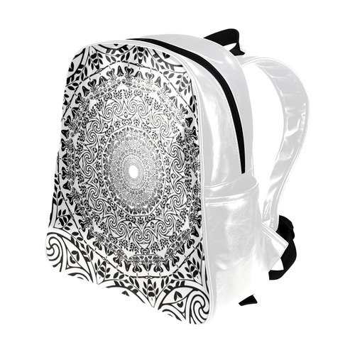 Deep black and white  mandala Multi-Pockets Backpack (Model 1636)