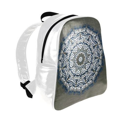 Blue, grey and white mandala Multi-Pockets Backpack (Model 1636)