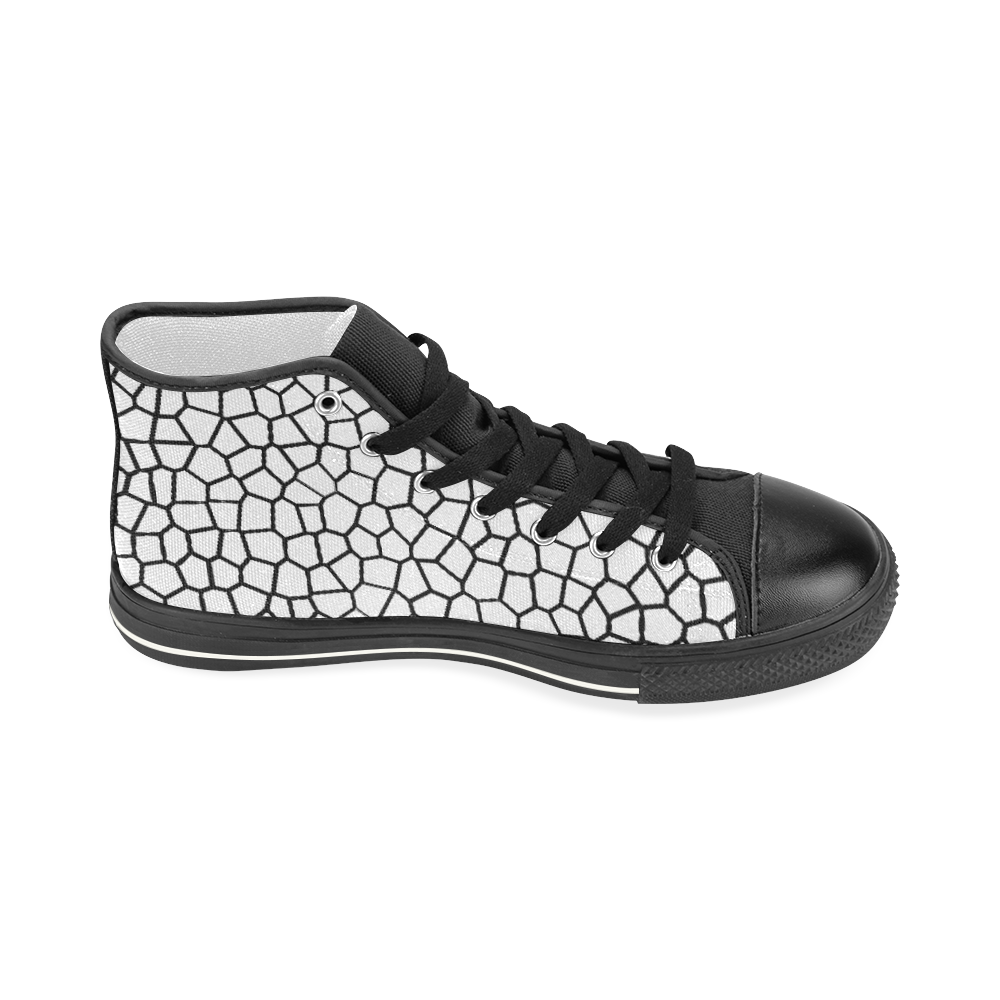 Black and White Mosaic Women's Classic High Top Canvas Shoes (Model 017)