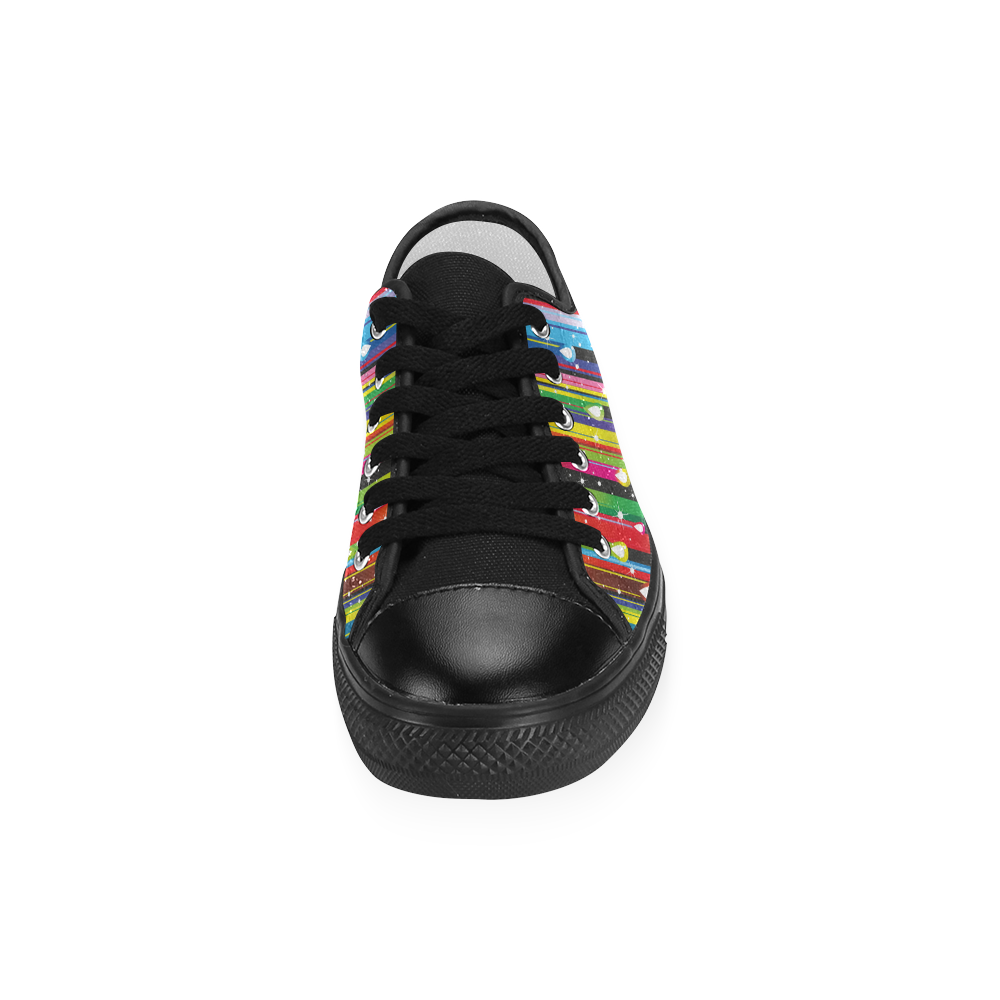 Colorful Stripes and Drops Women's Classic Canvas Shoes (Model 018)