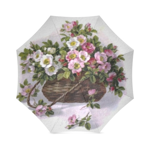 Vintage Wild Roses Basket Foldable Umbrella (Model U01)