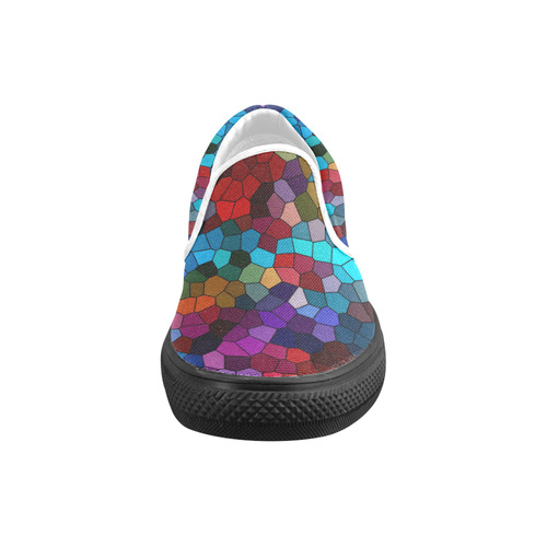 Colorful Mosaic Women's Unusual Slip-on Canvas Shoes (Model 019)