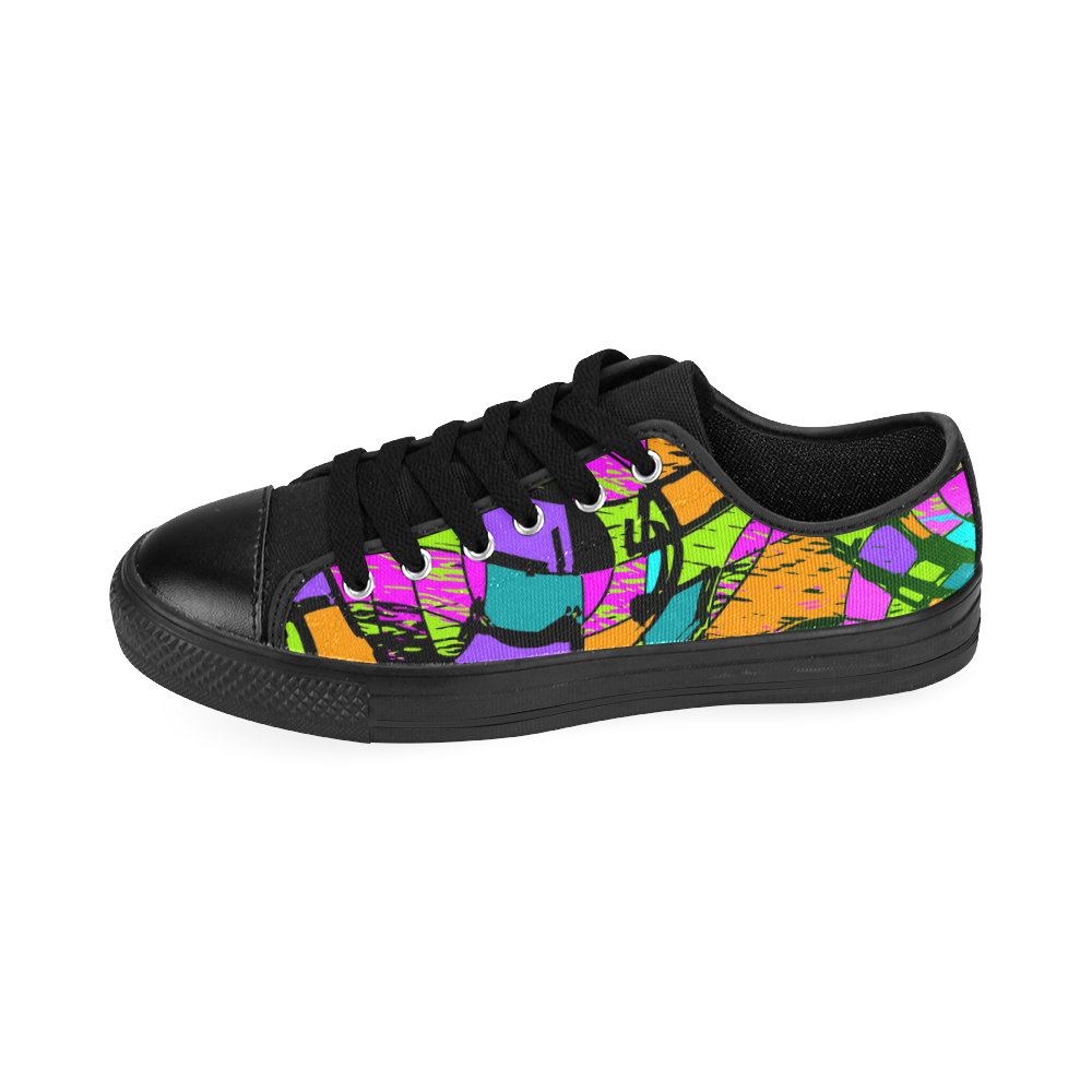 Abstract Art Squiggly Loops Multicolored Men's Classic Canvas Shoes/Large Size (Model 018)