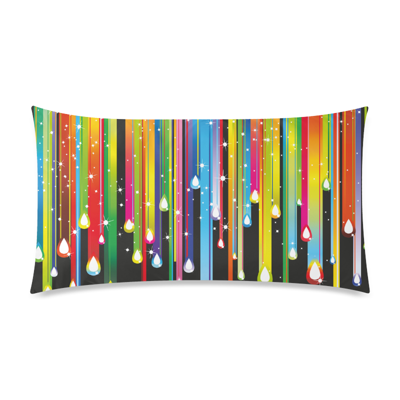 Colorful Stripes and Drops Rectangle Pillow Case 20"x36"(Twin Sides)