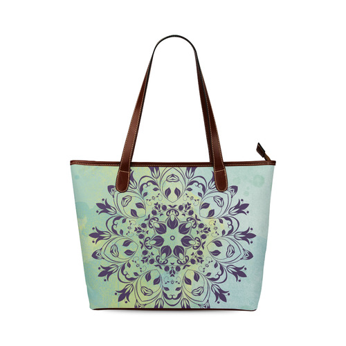 Flourish purple and blue watercolor mandala Shoulder Tote Bag (Model 1646)