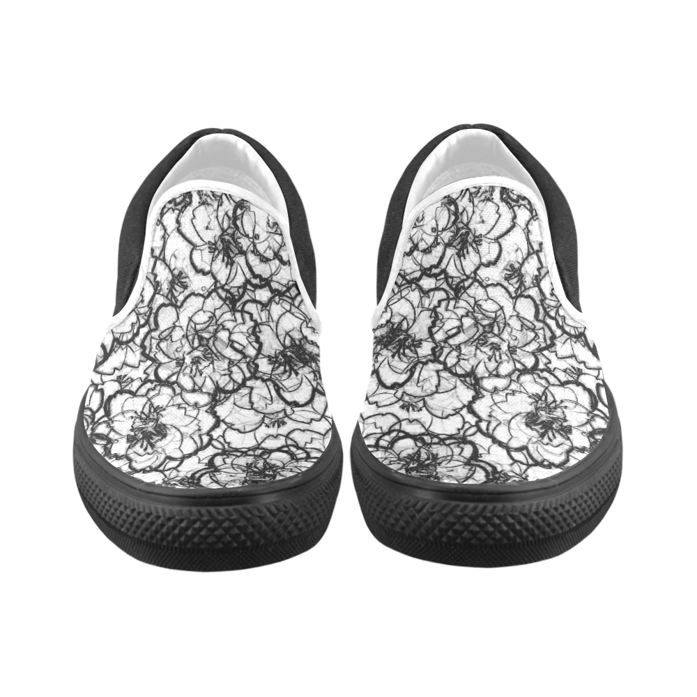 Lace Flower Power Blossom Women's Unusual Slip-on Canvas Shoes (Model 019)