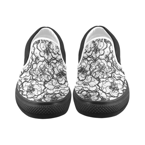 Lace Flower Power Blossom Women's Unusual Slip-on Canvas Shoes (Model 019)