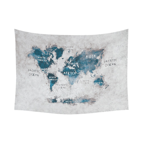 world map OCEANS and continents Cotton Linen Wall Tapestry 80"x 60"
