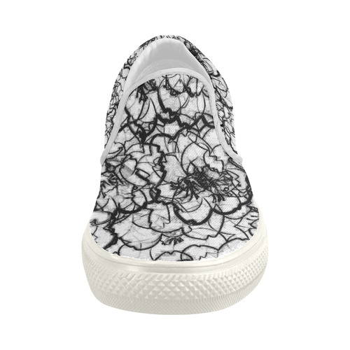 Lace Flower Power Blossom Women's Slip-on Canvas Shoes (Model 019)