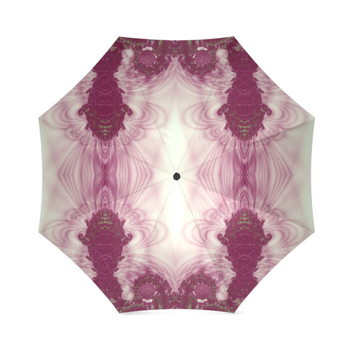 Maroon and White Lace Fractal Abstract Foldable Umbrella (Model U01)