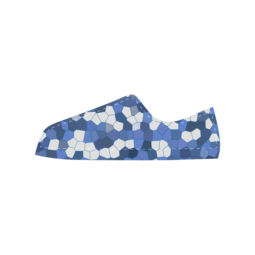 Blue White Mosaic Women's Classic Canvas Shoes (Model 018)