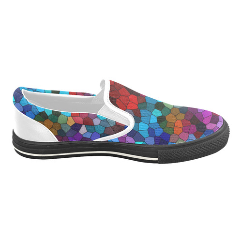 Colorful Mosaic Women's Unusual Slip-on Canvas Shoes (Model 019)