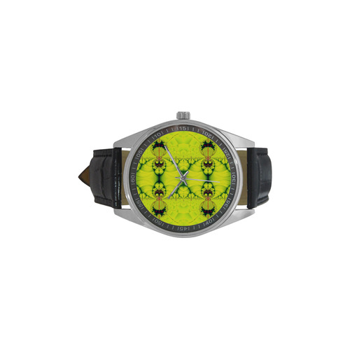 Sunny Day in the Tropics Fractal Abstract Men's Casual Leather Strap Watch(Model 211)