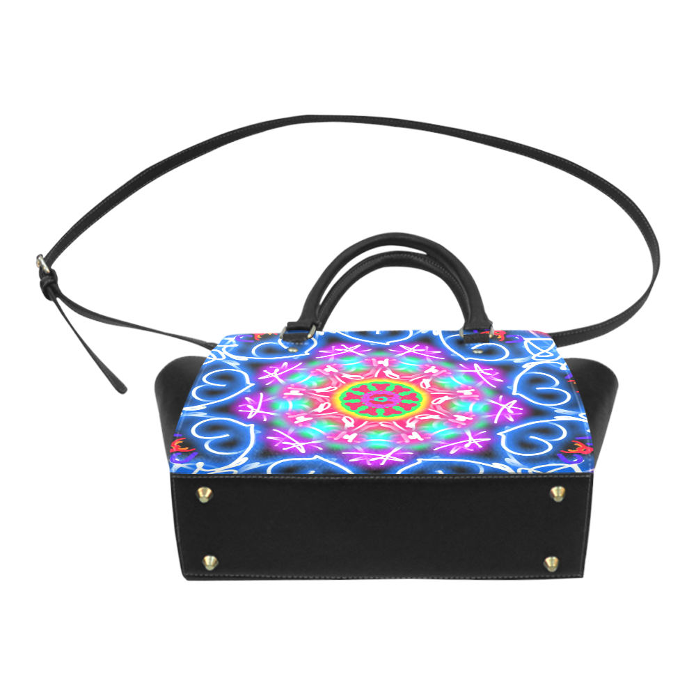 Blue Heart Mandala Classic Shoulder Handbag (Model 1653)