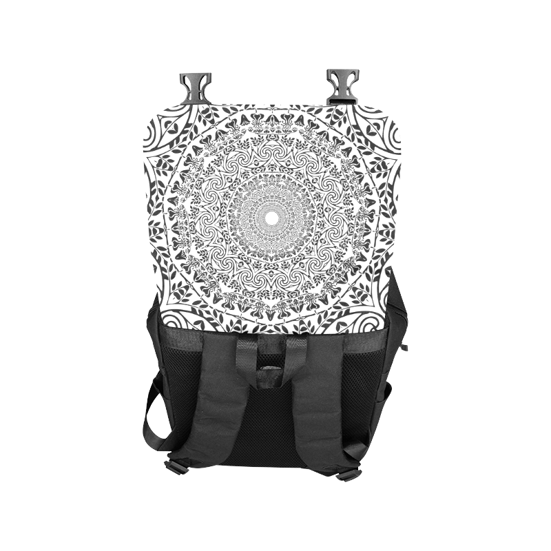 Deep black and white  mandala Casual Shoulders Backpack (Model 1623)