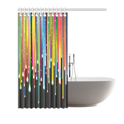Colorful Stripes and Drops Shower Curtain 72"x72"