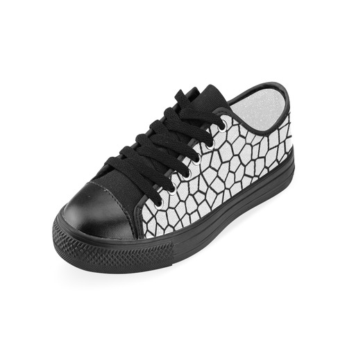 Black and White Mosaic Women's Classic Canvas Shoes (Model 018)