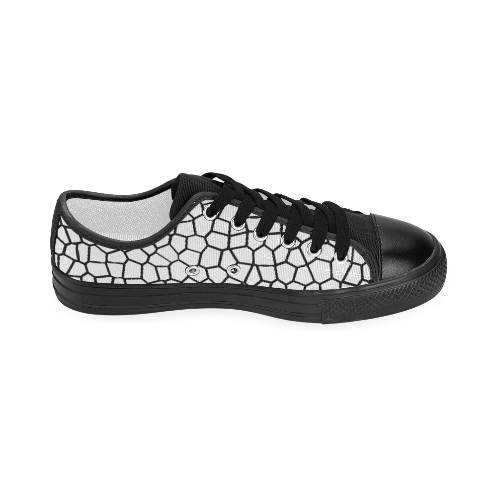 Black and White Mosaic Women's Classic Canvas Shoes (Model 018)