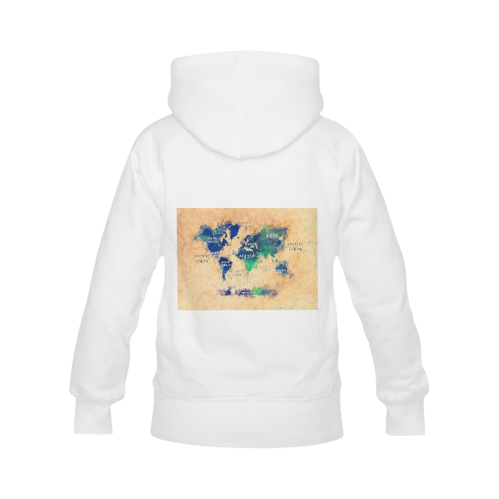 world map OCEANS and continents Women's Classic Hoodies (Model H07)