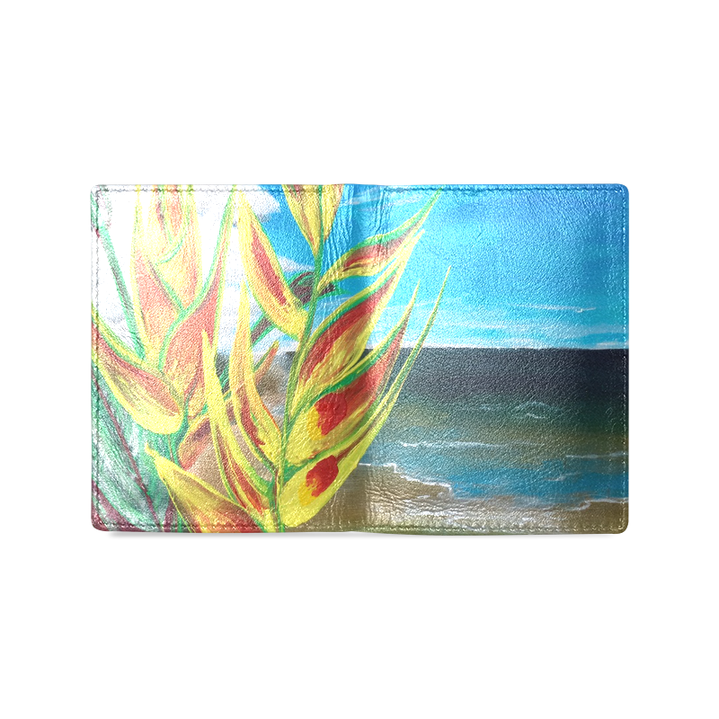 Heliconia Tropical Parrot Plant Take me There Men's Leather Wallet (Model 1612)