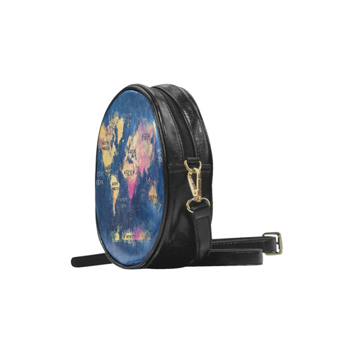 world map oceans and continents Round Sling Bag (Model 1647)