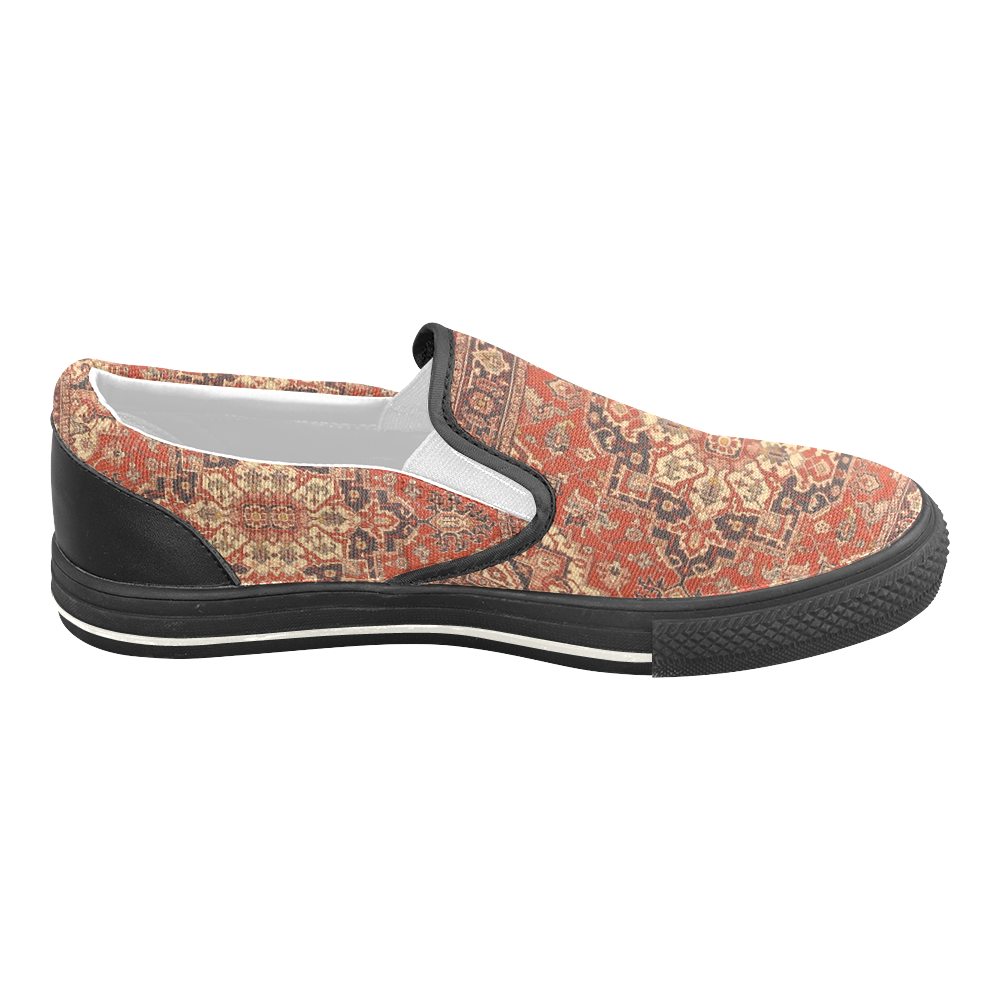 Vintage Floral Persian Rug Animals Women's Unusual Slip-on Canvas Shoes (Model 019)