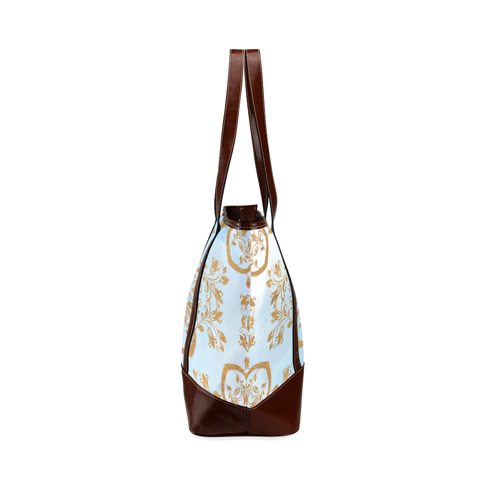 Gold and blue flourish ornament mandala Tote Handbag (Model 1642)