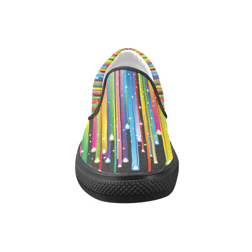 Colorful Stripes and Drops Women's Unusual Slip-on Canvas Shoes (Model 019)