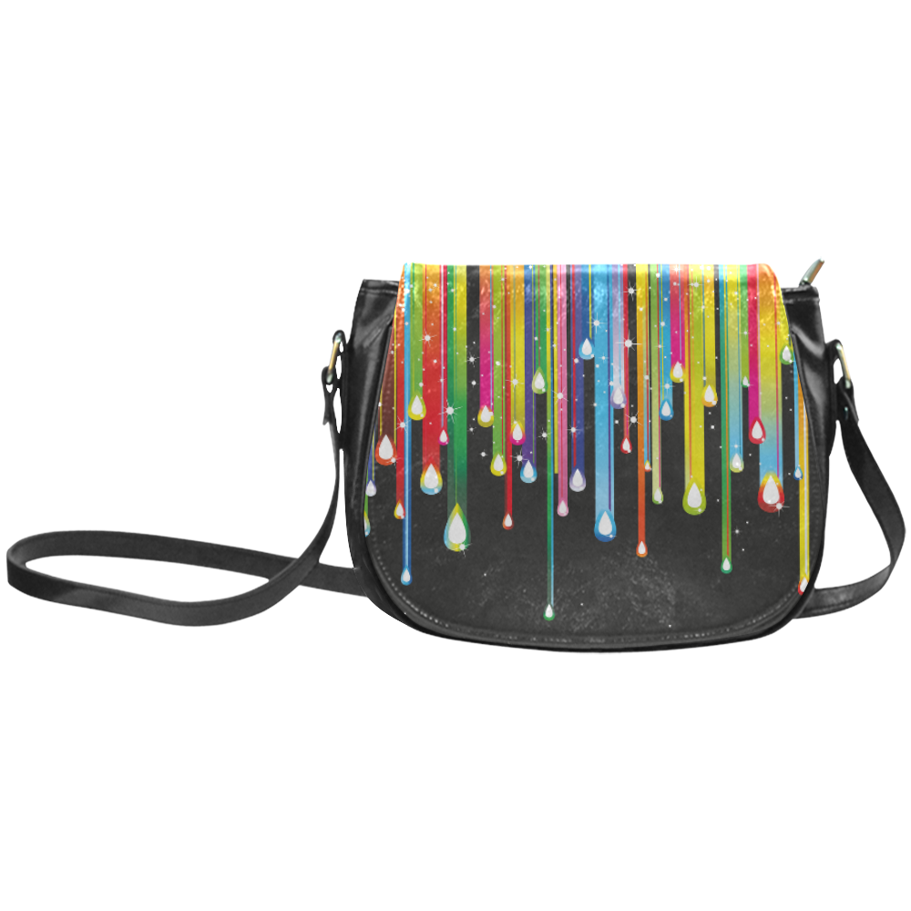 Colorful Stripes and Drops Classic Saddle Bag/Small (Model 1648)