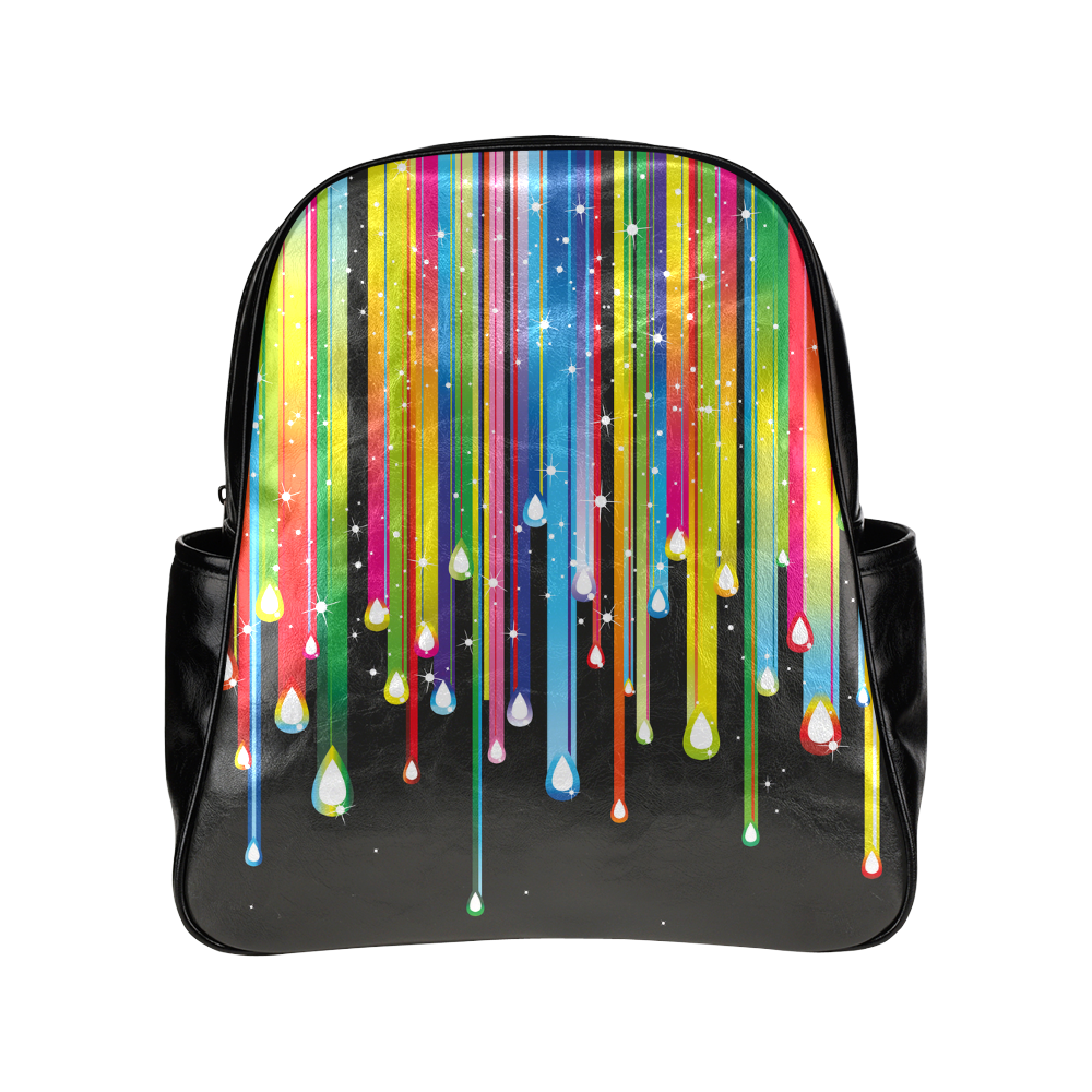Colorful Stripes and Drops Multi-Pockets Backpack (Model 1636)