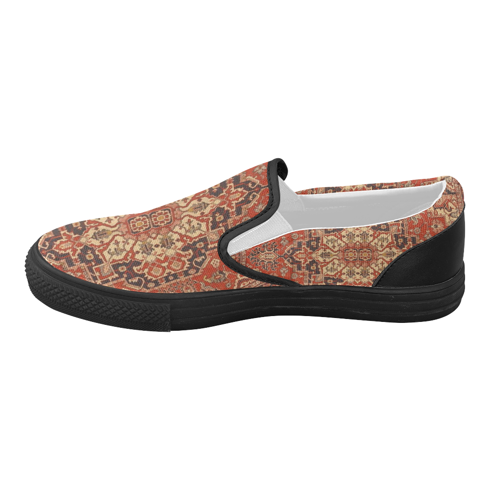 Vintage Persian Rug Animals Flowers Women's Slip-on Canvas Shoes (Model 019)