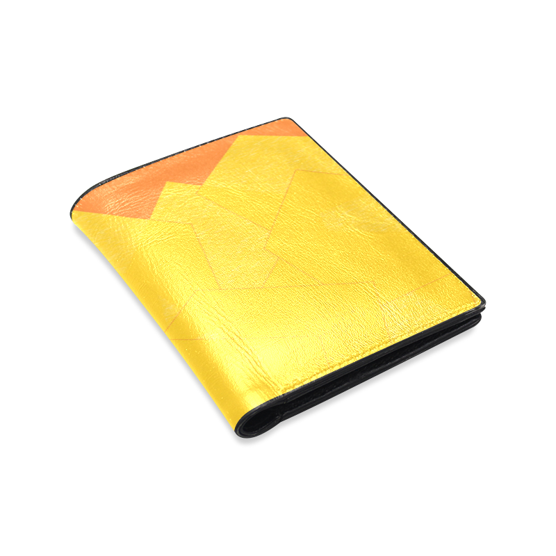 Yellow Abstract Octogonlal Flowers Men's Leather Wallet (Model 1612)