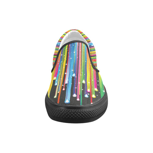 Colorful Stripes and Drops Women's Unusual Slip-on Canvas Shoes (Model 019)